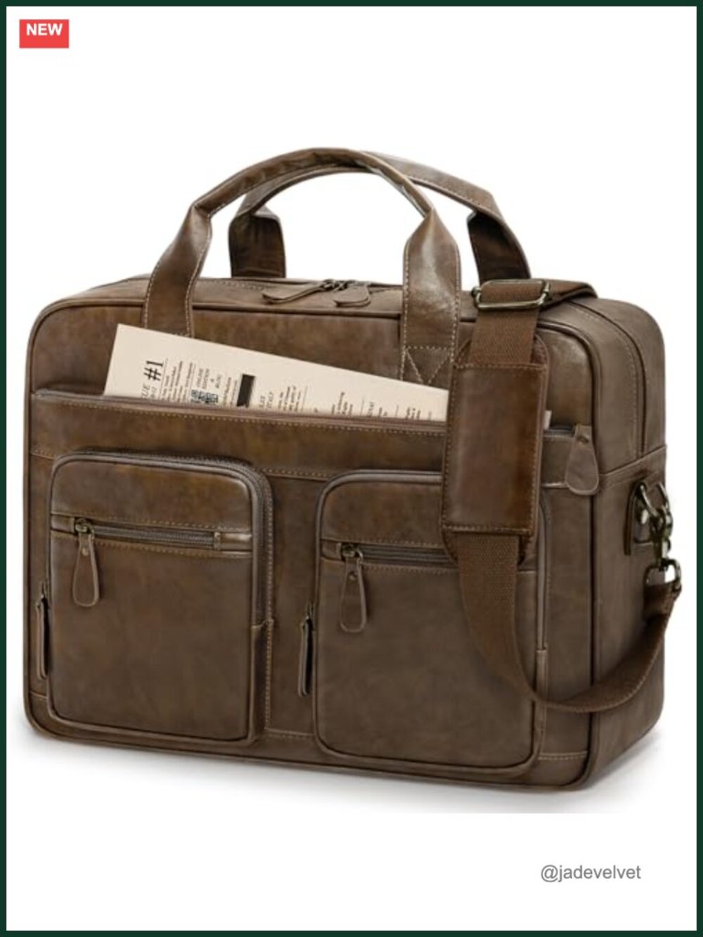 Vintage PU Leather Messenger Bag 15.6" Laptop Briefcase Satchel